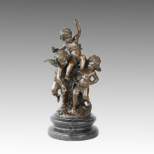 Kids Statue 2 Angles&Child Bronze Sculpture, M. Moreau TPE-611